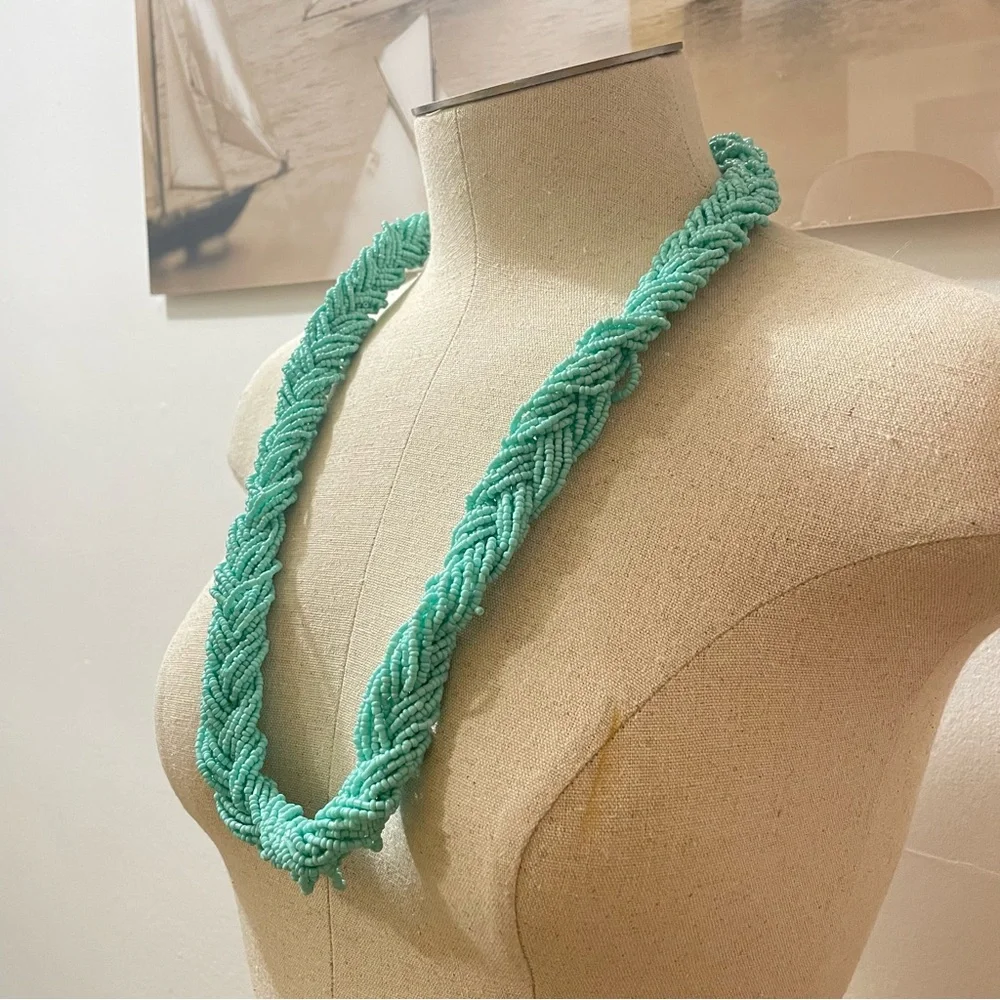Vintage Thick Turquoise Beaded Statement Necklace - Picture 3 of 6